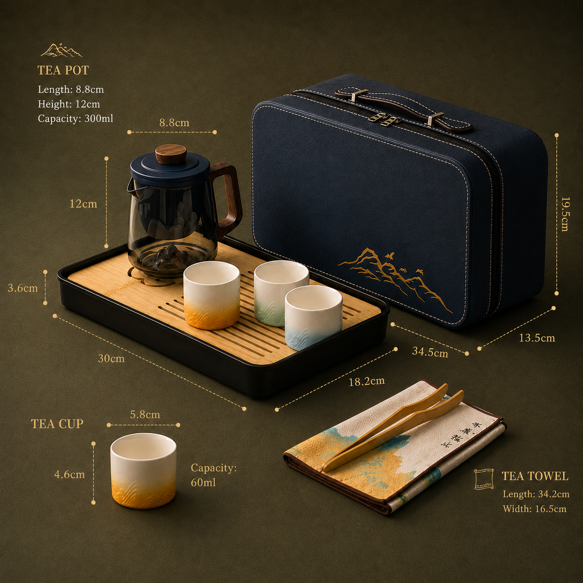 Portable Ceramic Tea Set with Travel Case