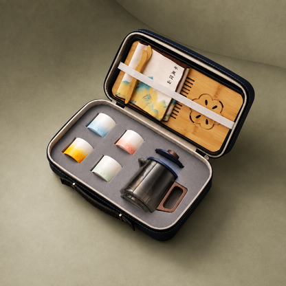 Portable Ceramic Tea Set with Travel Case