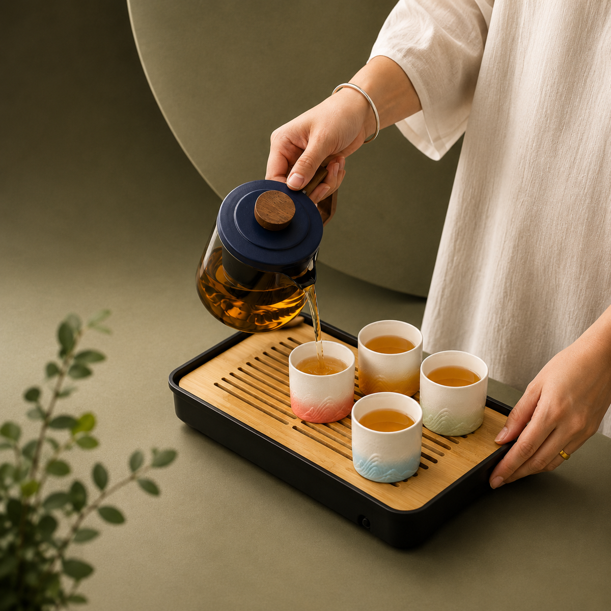 Portable Ceramic Tea Set with Travel Case