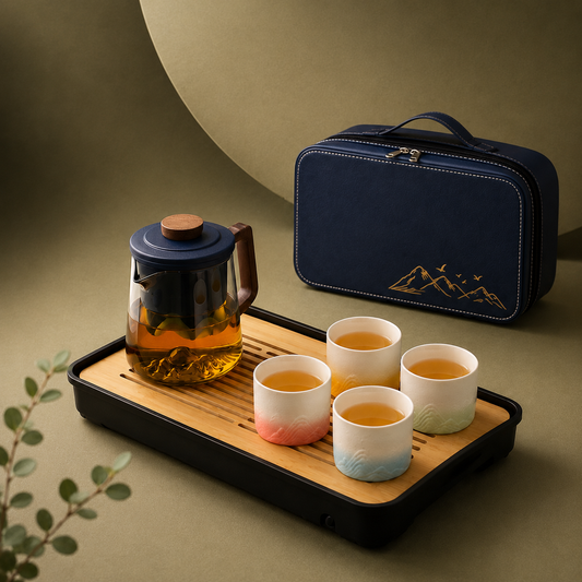 Portable Ceramic Tea Set with Travel Case
